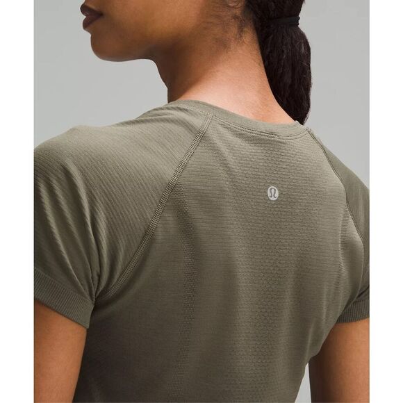 Lululemon Swiftly Tech Short-Sleeve Shirt 2.0 Hip Length Olive Green Stretch $68 - Picture 2 of 6